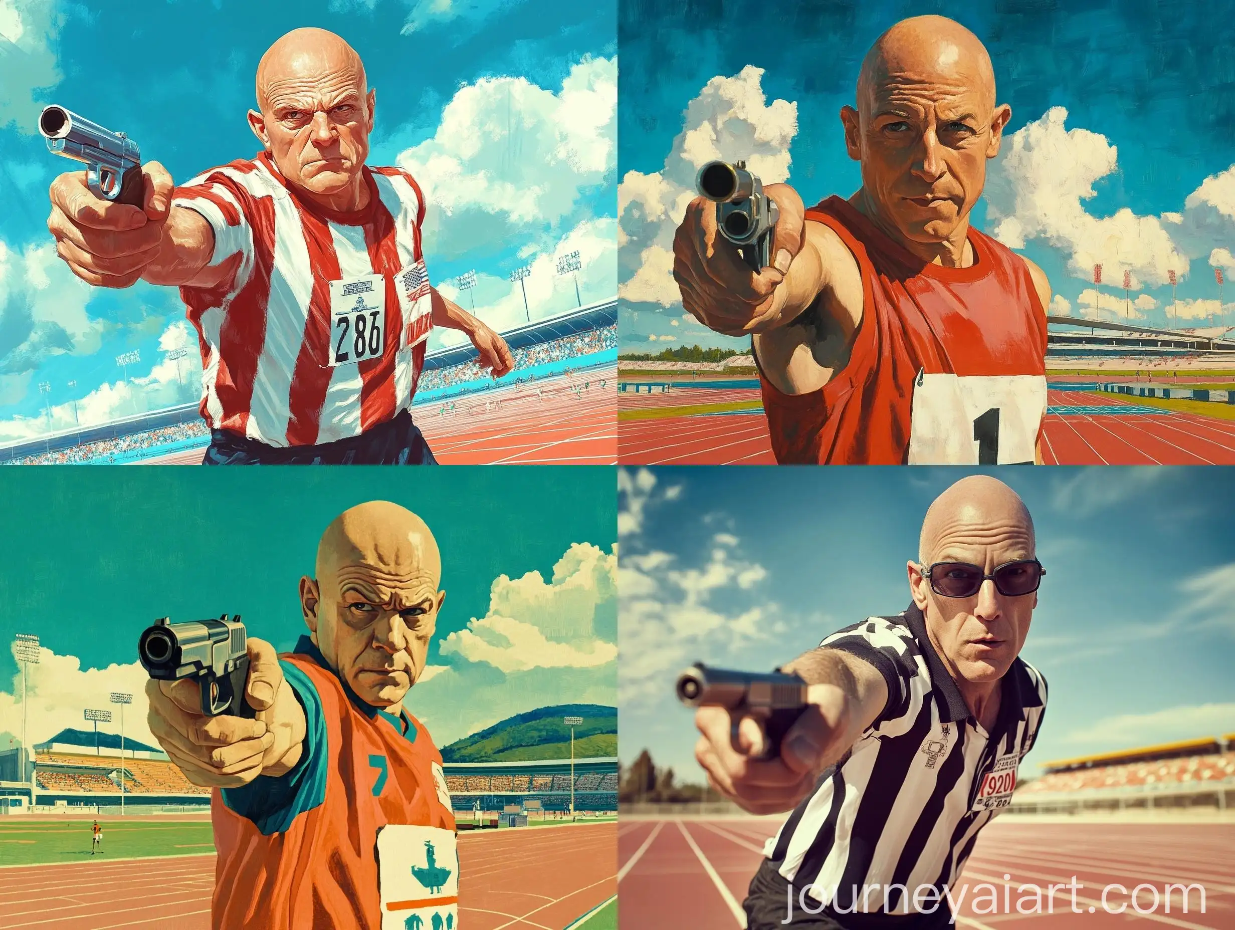Athletics-Referee-Starting-Race-in-Stadium