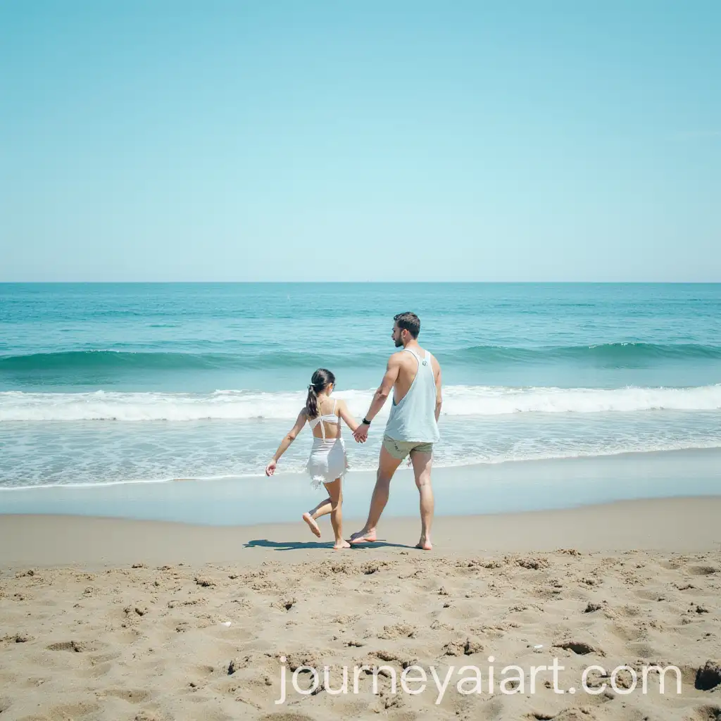 Serene-Seashore-Landscape-with-Gentle-Waves-and-Lush-Vegetation