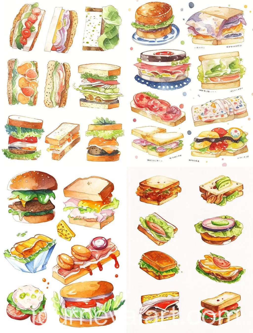 Collection-of-Light-Watercolour-Sandwich-Illustrations