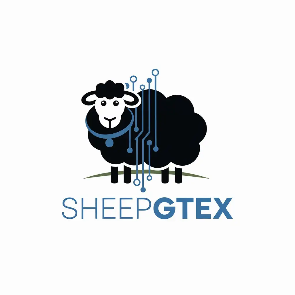 LOGO Design for SheepGTEx Light Blue Text with Sheep Symbol for Technology Industry