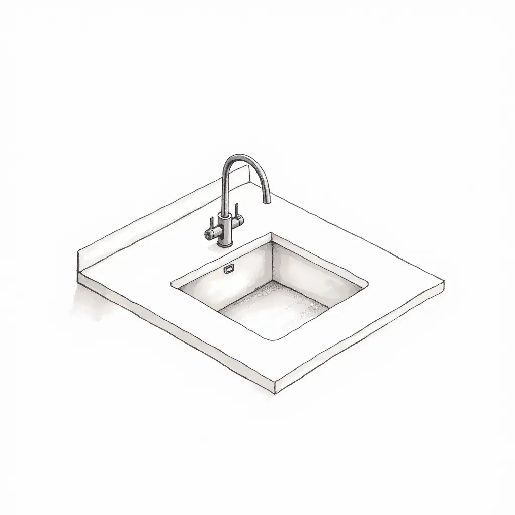 Isometric-Pen-and-Ink-Drawing-of-Postmodern-Kitchen-Sink-Floating-in-White-Space