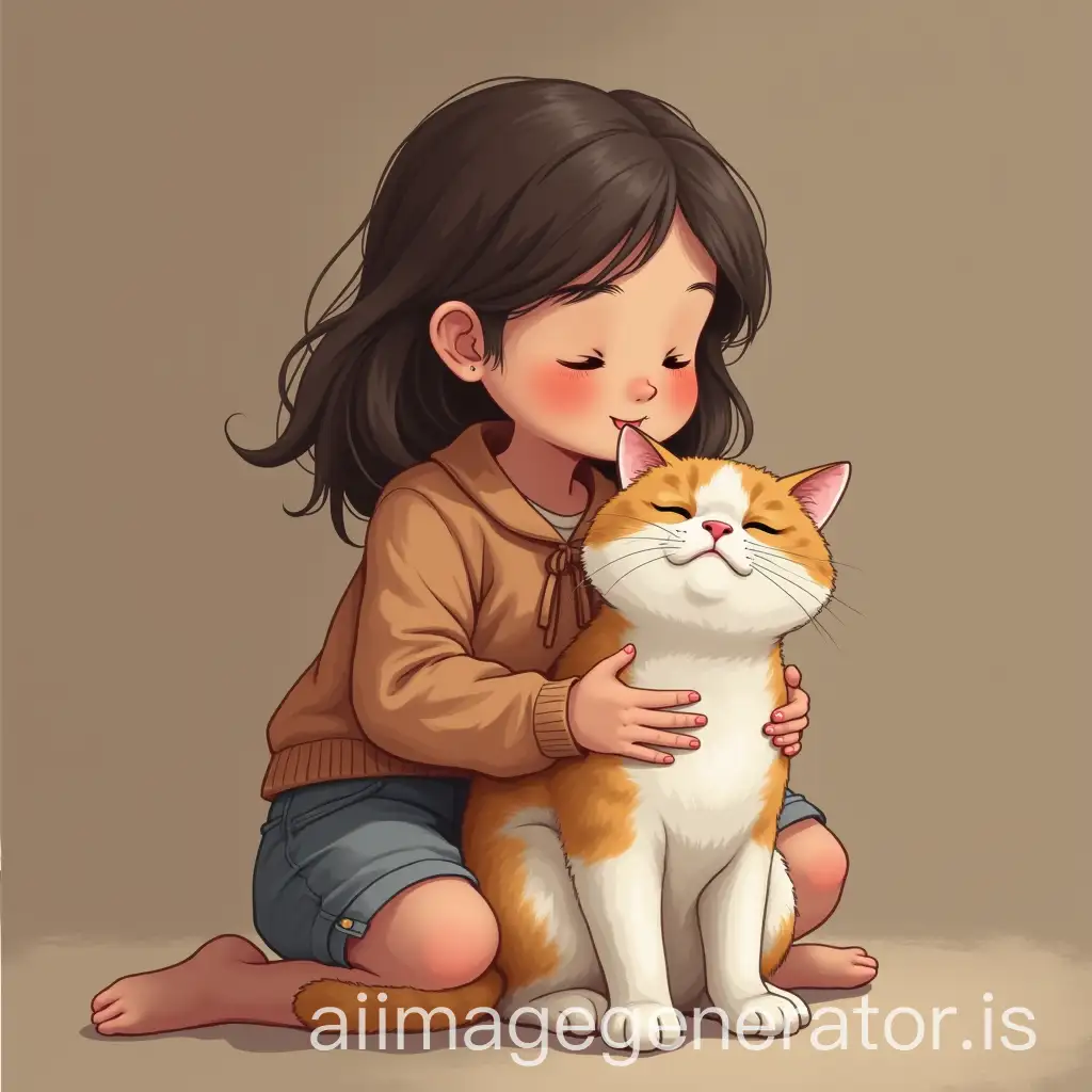 Adorable-Girl-Cuddling-with-a-Playful-Cat