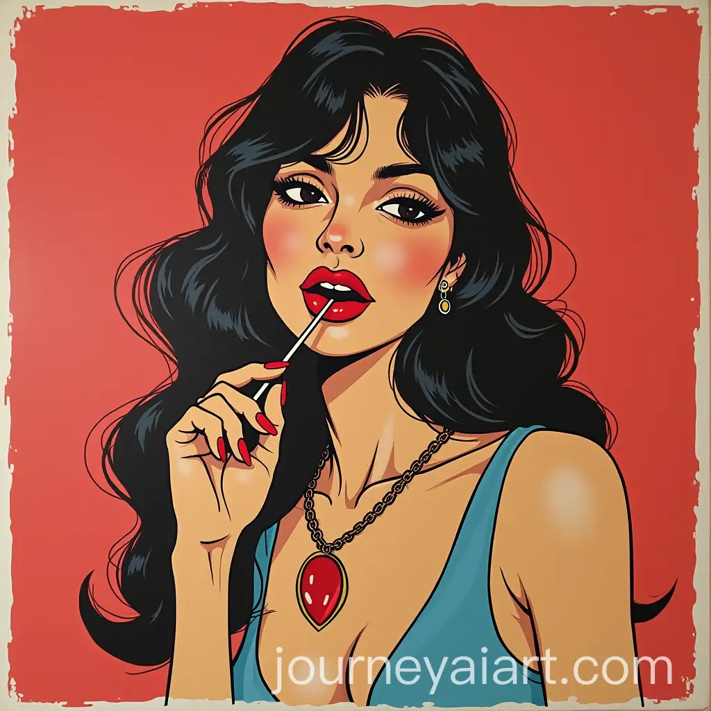 Stylish-Woman-Enjoying-a-Lollipop-in-AI-Art-Prompt-Expansion1970s-Bande-Dessine-Style