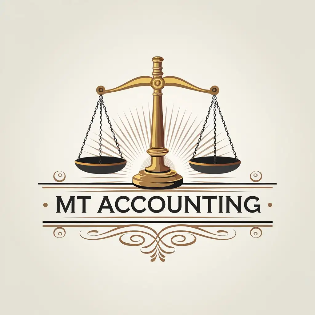 LOGO Design for MT Accounting Classic Black Gold Theme with Accounting Symbols