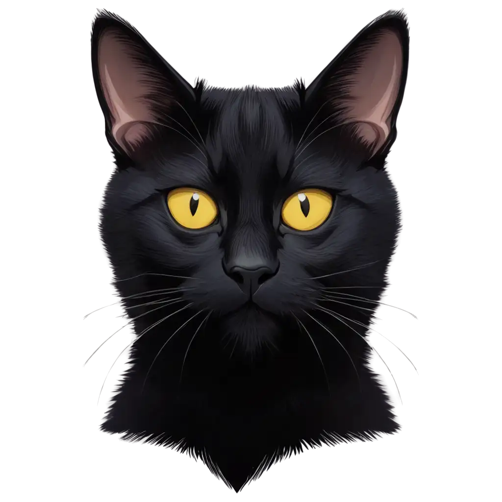 Realistic-Black-Cat-Face-PNG-with-Yellow-Eyes-Shaking-HighQuality-Transparent-Image