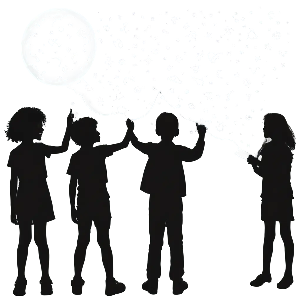 Inspirational-Silhouettes-of-Children-with-Dream-Bubbles-PNG-Representing-Ambitions-and-Possibilities