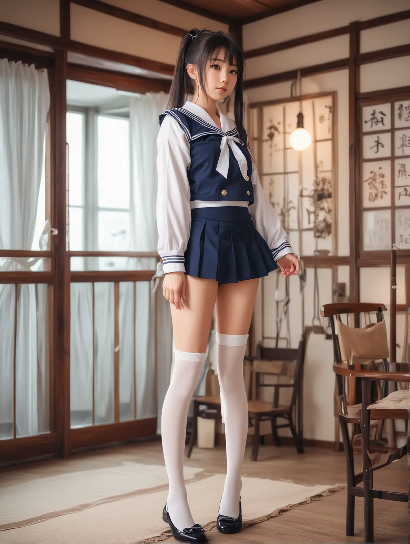 Anime-Style-Japanese-Girl-in-Sailor-Suit-with-High-Ponytail-in-Cozy-Room