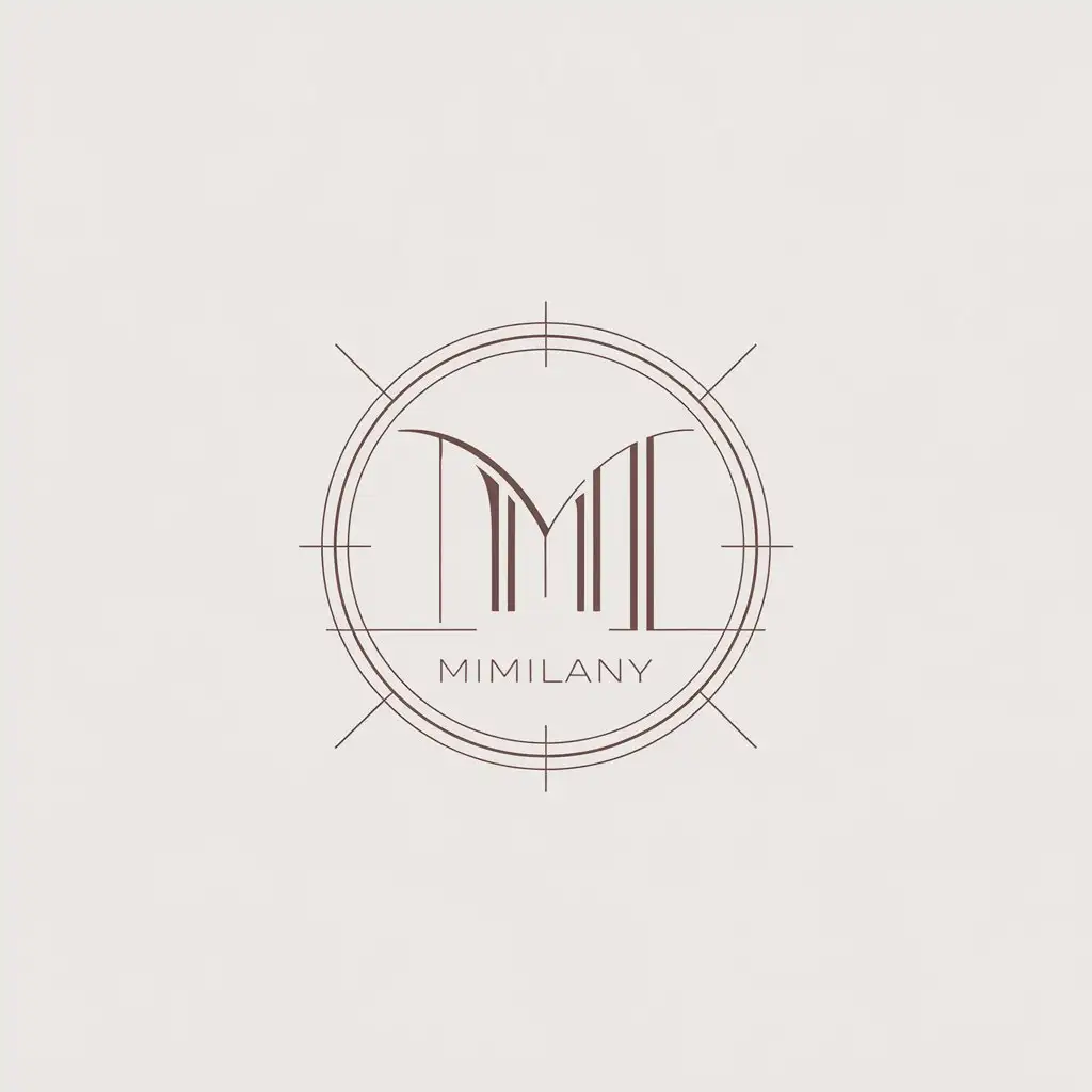 a vector logo design,with the text "Mimilany", main symbol:round logo in minimalist style with abbreviation and elegant thin lines, minimalistic, with minimum amount of lines,Minimalistic,clear background