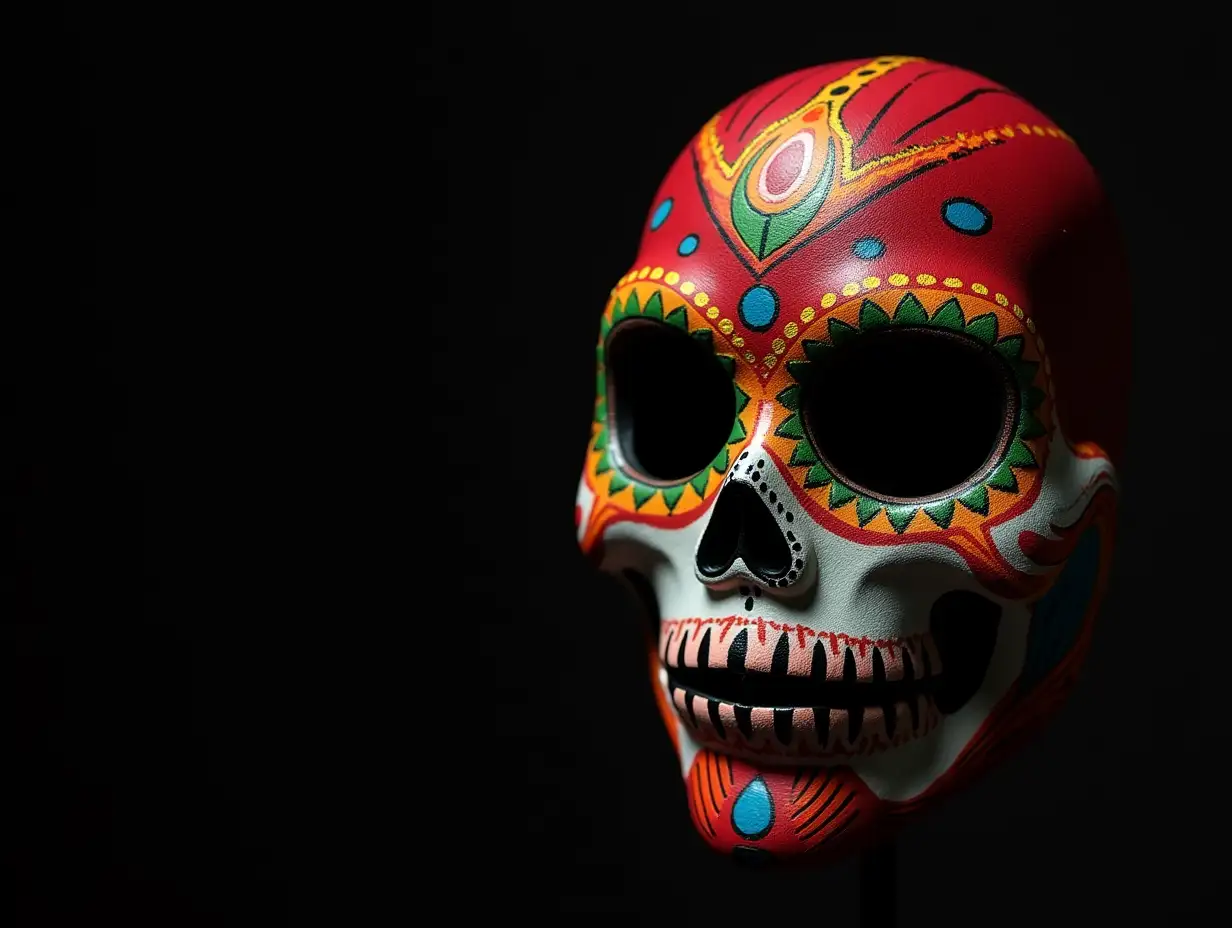 Intricate Mexican Halloween Mask with Ethnic Patterns