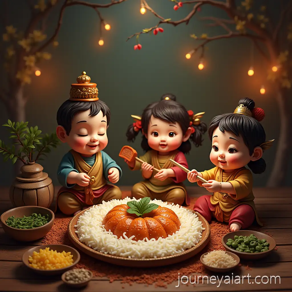 Traditional-MusicalMusic-food-toys-scene-Instruments-Food-and-Toys-in-Vibrant-Scene