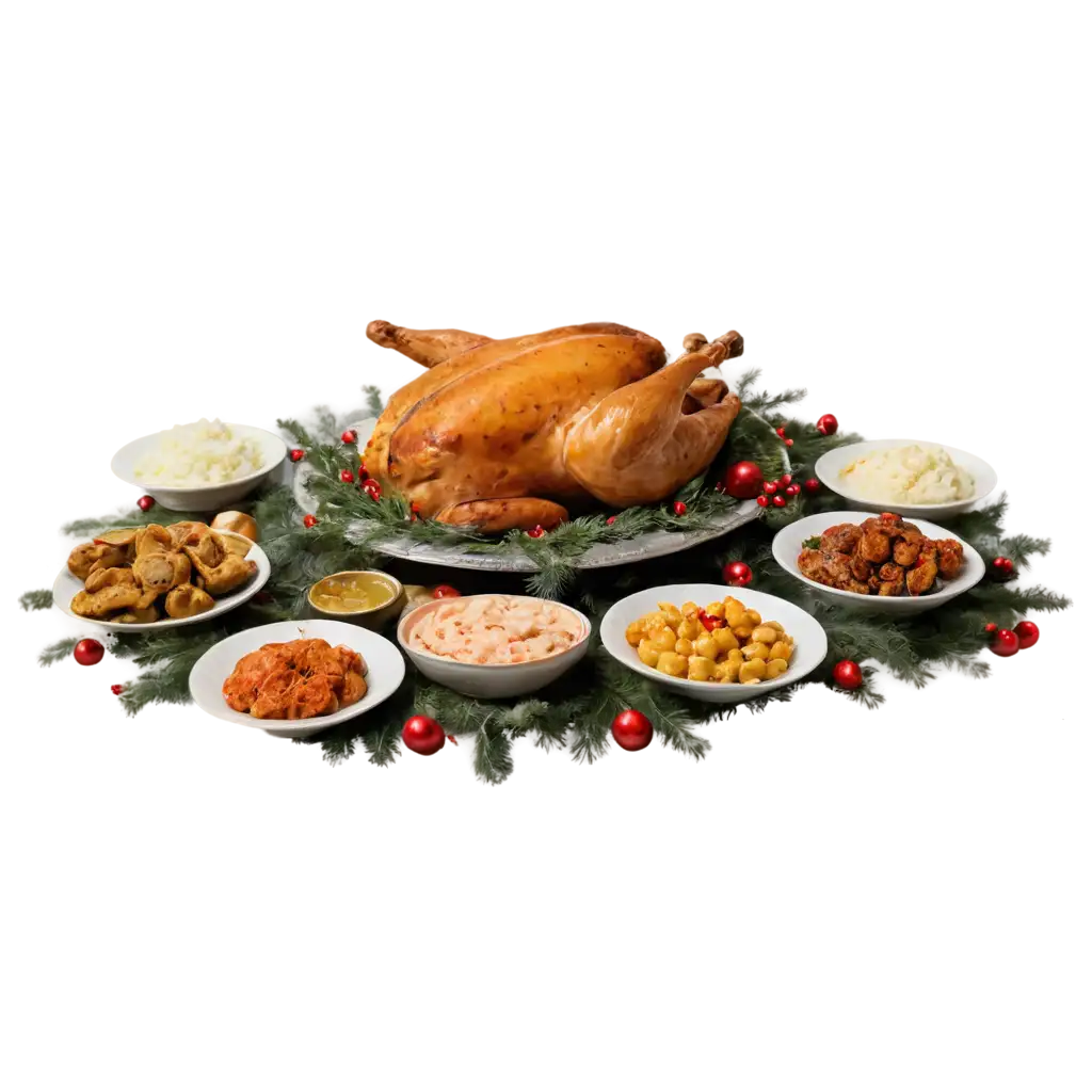 New-Years-Table-with-Olivie-Chicken-Roe-and-More-PNG-Image-for-Festive-Celebrations