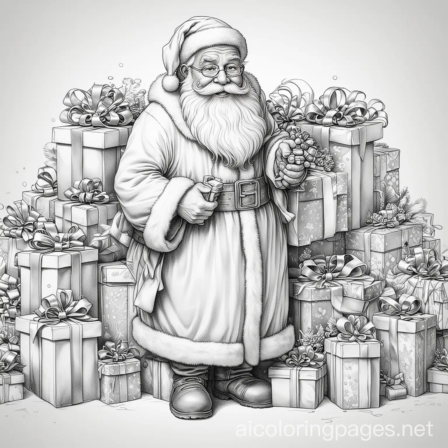 Father-Christmas-with-Presents-Coloring-Page