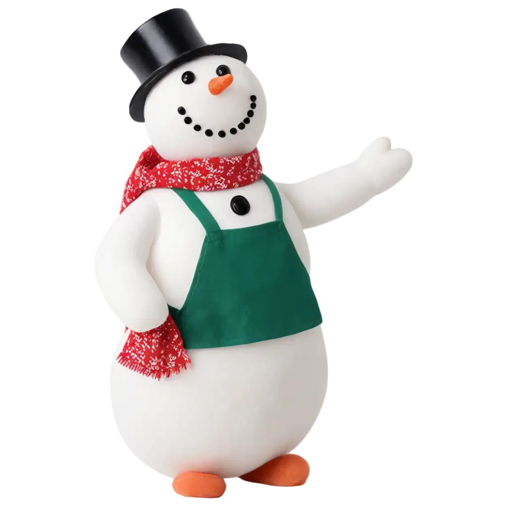 A snowman with an apron