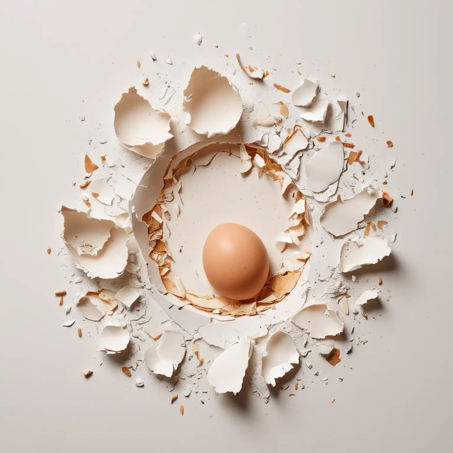 Broken-Eggshell-Fragments-on-a-White-Background