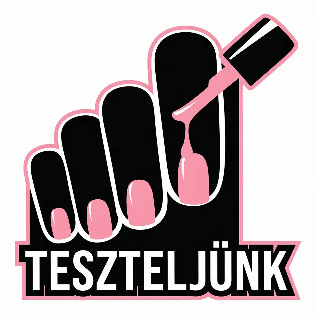 LOGO Design for Teszteljnk Black Finger with Pink Nail Polish Symbol for Internet Industry