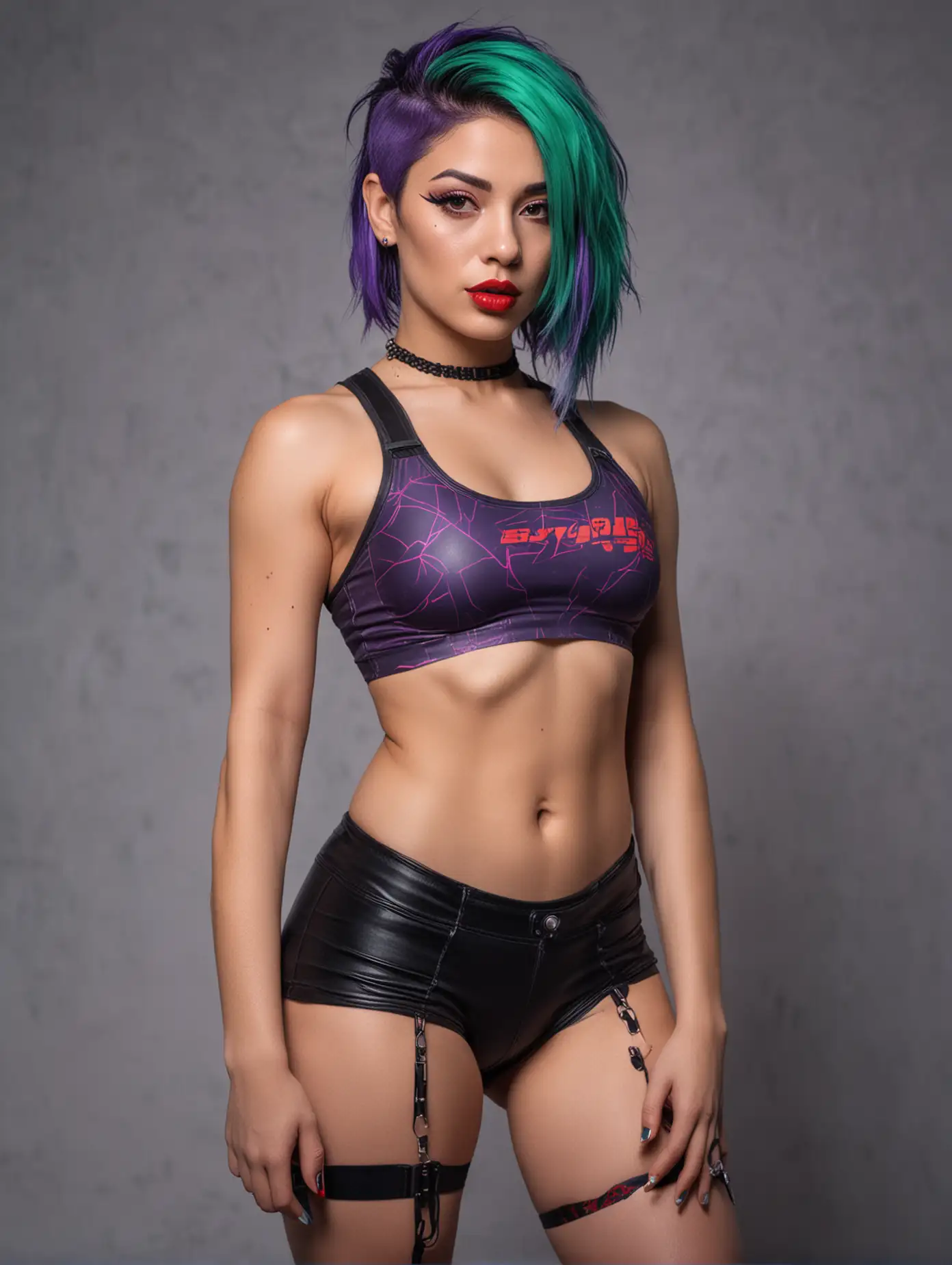 Artistic-Portrait-of-Judy-Alvarez-with-Green-and-Purple-Hair