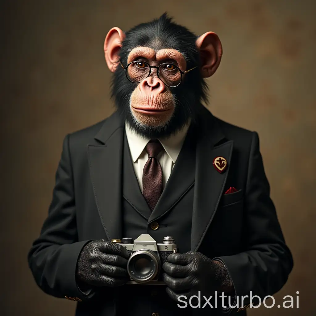 Ape-Wearing-a-Suit-and-Monocle-1920s-Style-Full-Body-Portrait