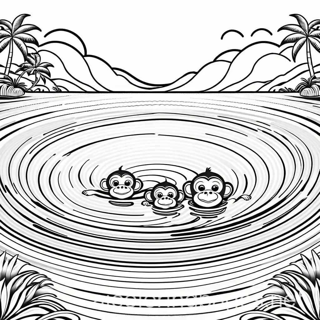 Three-Monkeys-Swimming-Coloring-Page-for-Kids