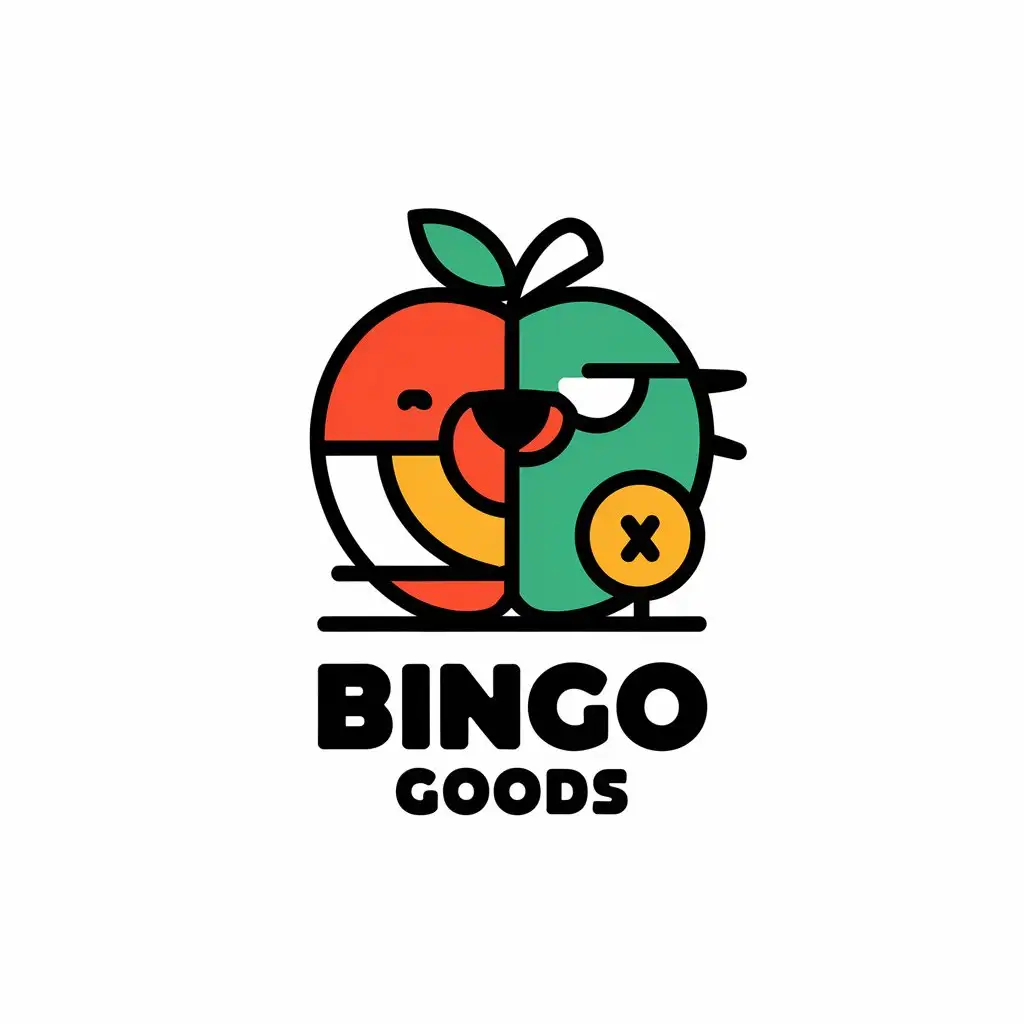 a vector logo design,with the text "Bingo goods", main symbol:Apple, dog, round badge,Moderate,be used in Others industry,clear background