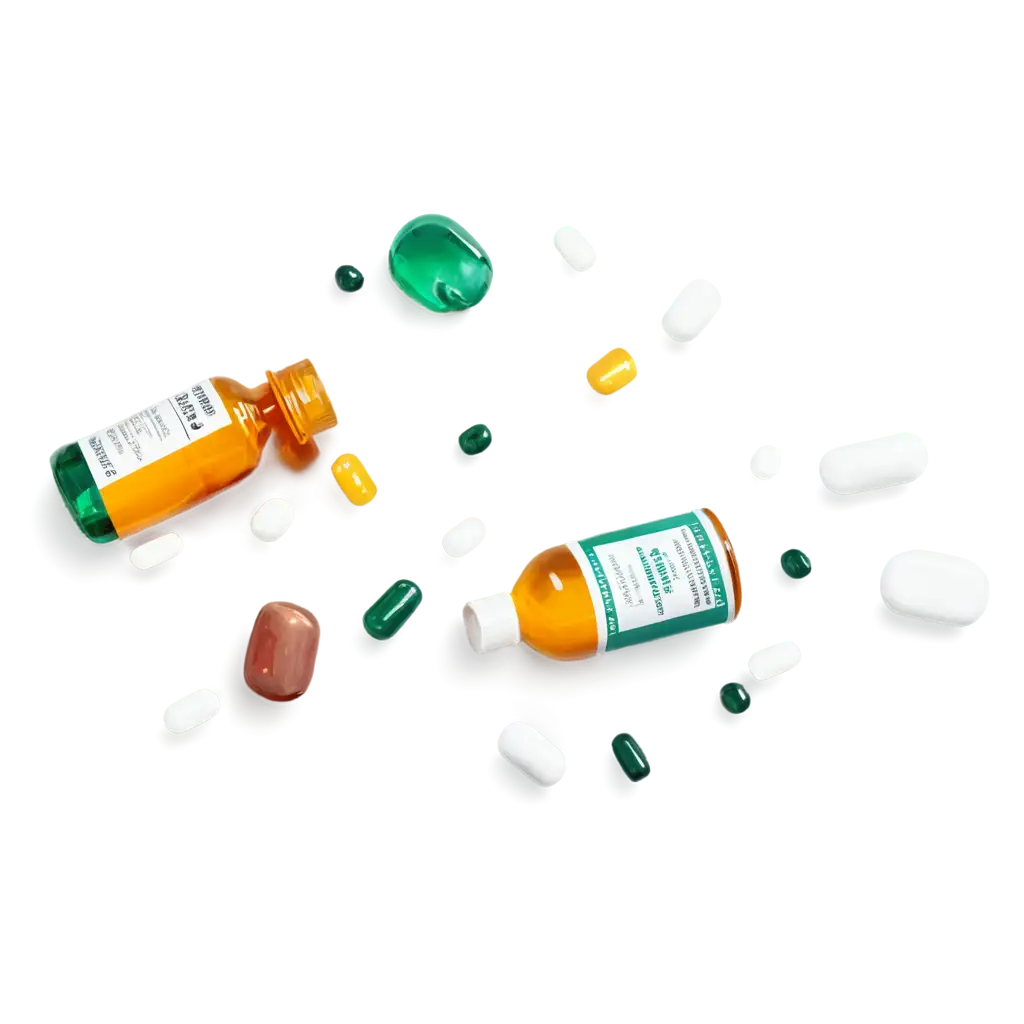 Medicines-Spilling-from-Bottles-PNG-Image-for-HighQuality-Visual-Use