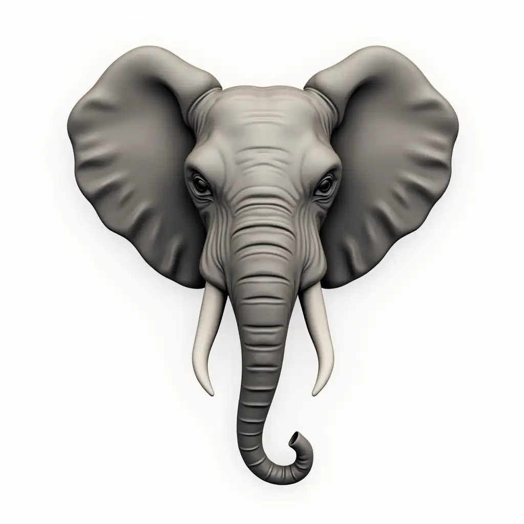 elephant head on white background