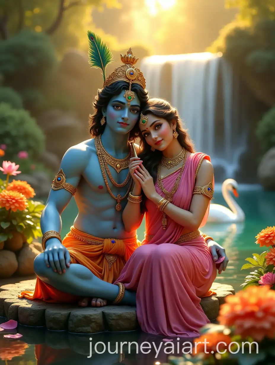 Divine-Garden-of-Love-with-Krishna-and-Radha-in-Serene-Garden-Setting