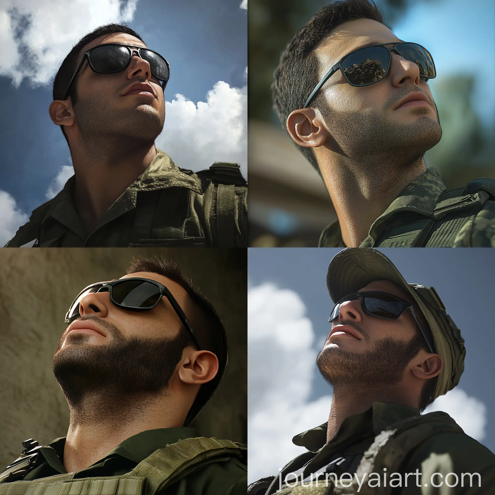 Israeli-IDF-Soldier-in-Dark-Green-Uniform-and-Sunglasses
