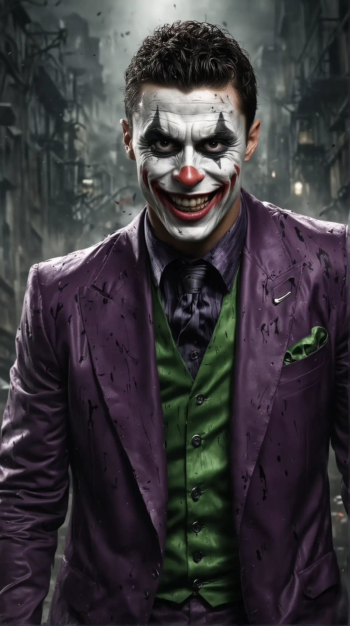 Cristiano Ronaldo Reimagined as the Joker in a Dark Haunting Landscape