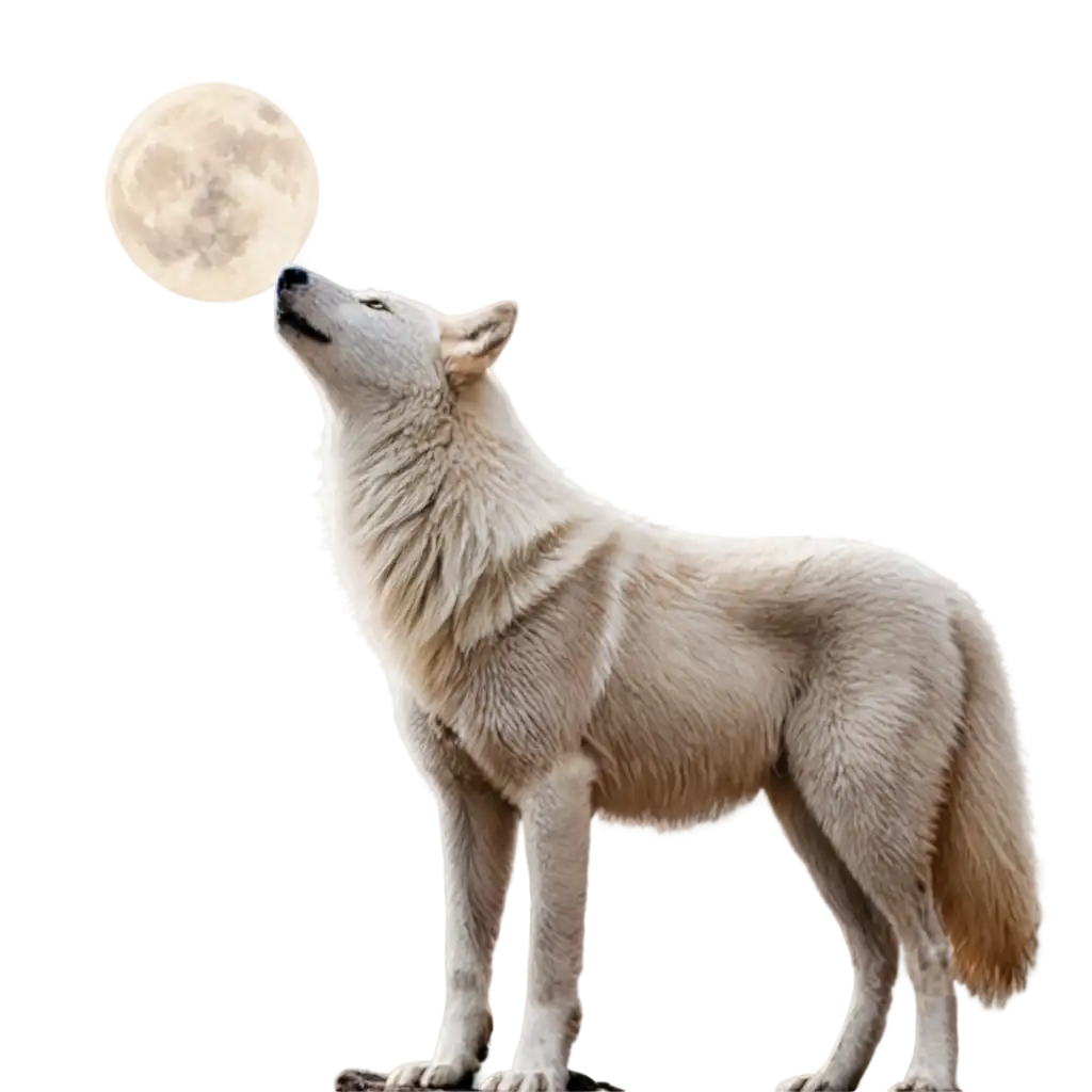 PNG-Image-of-a-White-Wolf-Howling-at-the-Moon-Capturing-Mystique-and-Serenity