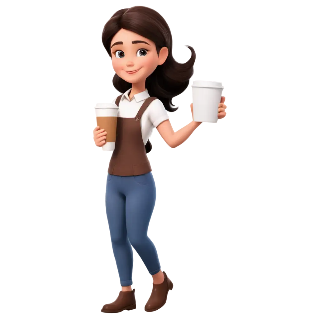 Cartoon-Barista-Girl-Carrying-Coffee-PNG-Smiling-and-Stylish-Image-for-Creative-Use