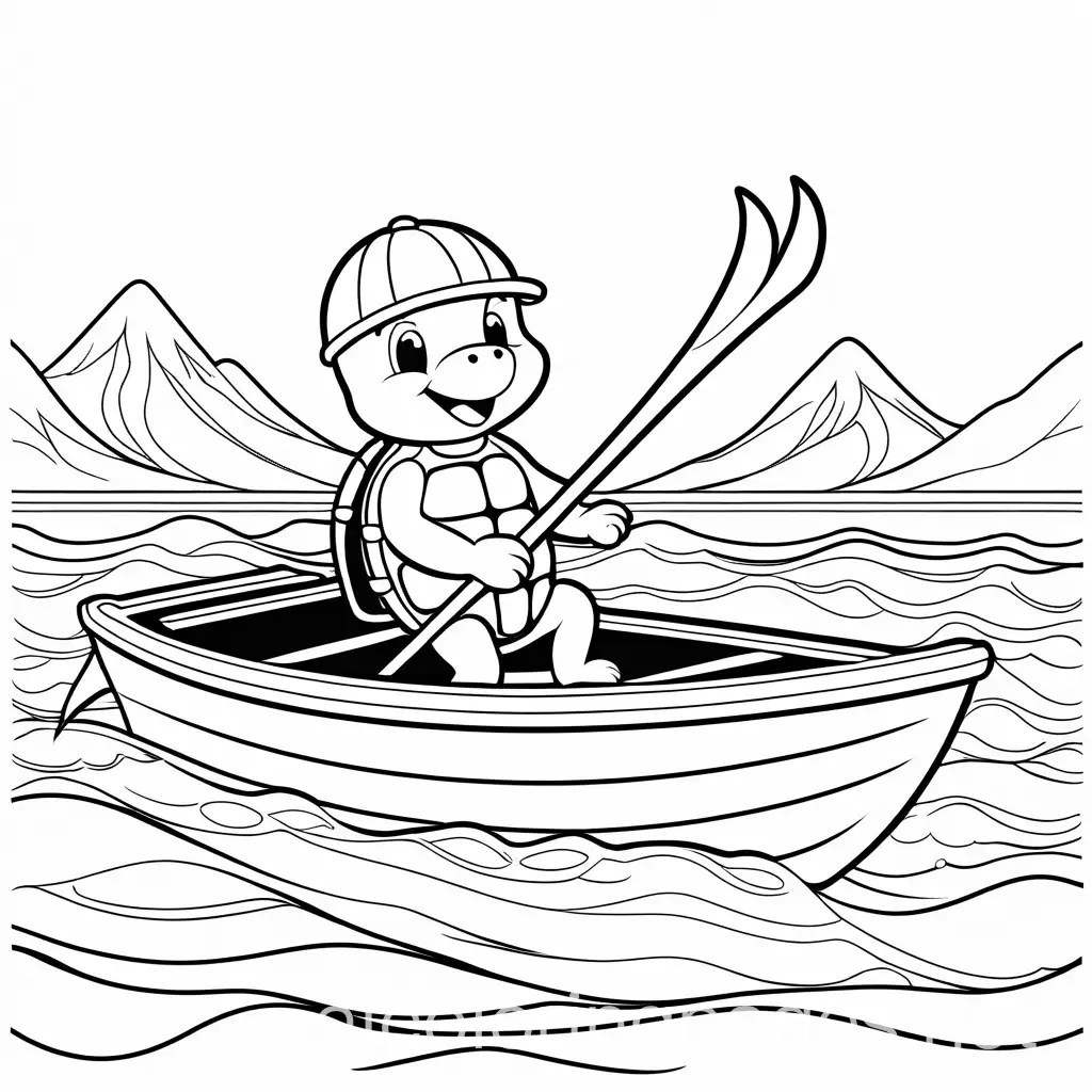 Cartoon-Turtle-Skiing-on-Water-Fun-Coloring-Page-for-Kids