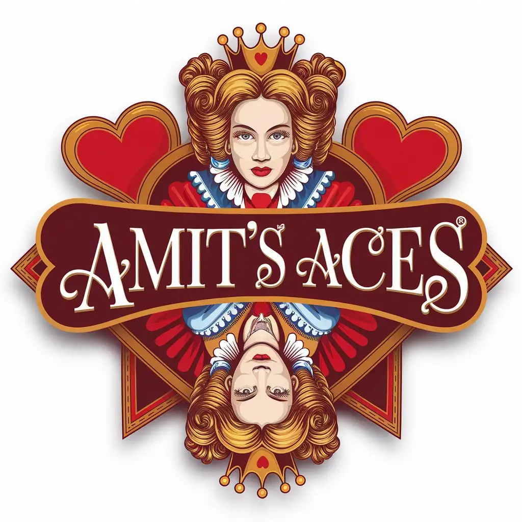 LOGO Design for Amits Aces Queen of Hearts Alice in Wonderland Theme for Entertainment