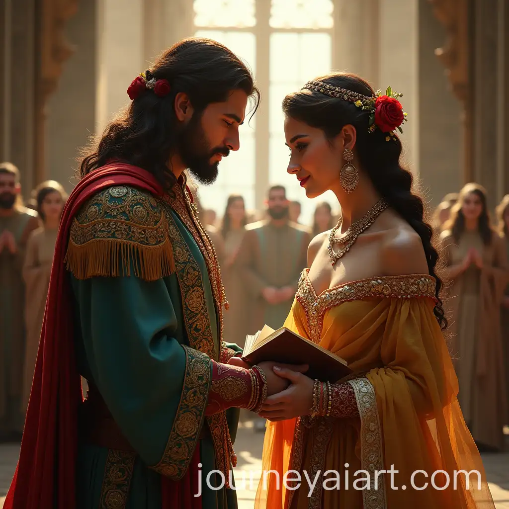 Rostam-Giving-His-Armband-to-Tahmineh-in-a-Shahnameh-Love-Story