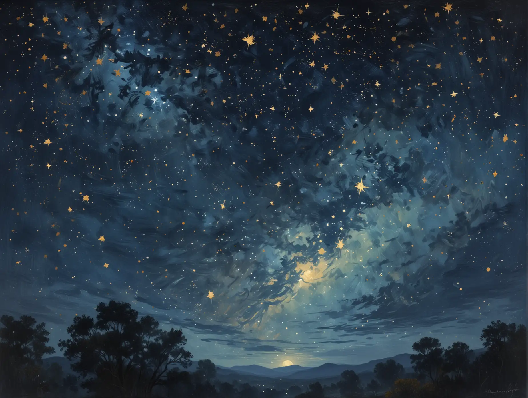 Serene-19thCentury-PostImpressionist-Night-Sky-with-Glowing-Stars