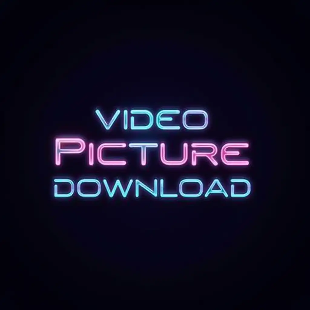 Logo of a company named 'Video Picture Download' in a futuristic style with neon and metallic hues