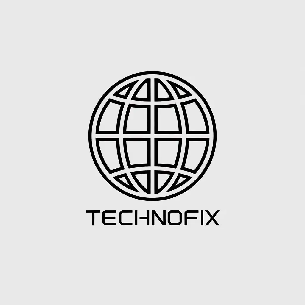 LOGO Design for TECHNOFIX Vector with Internet Worldwide Symbol for Technology Industry