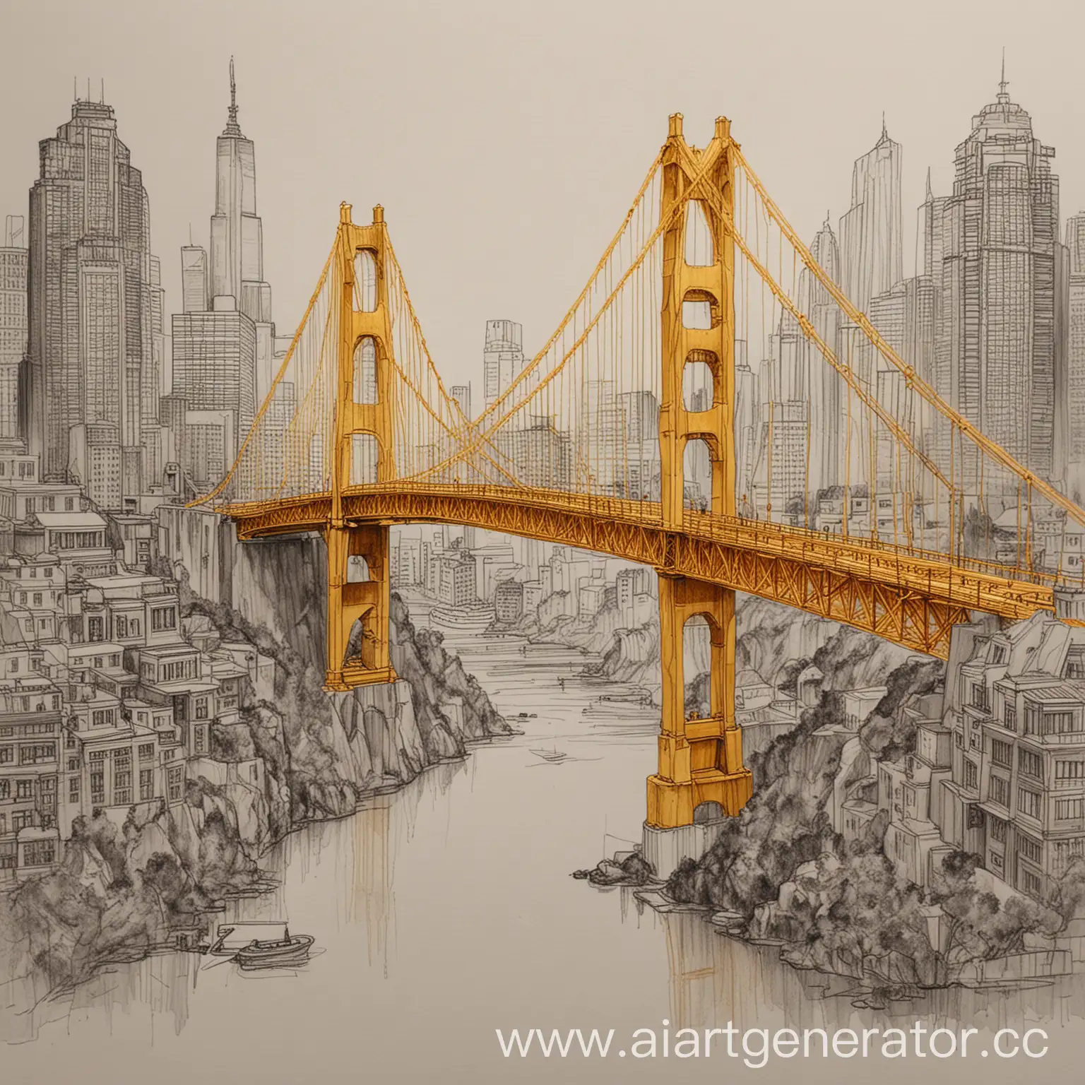 Modern-Cityscape-with-Large-Golden-Bridge