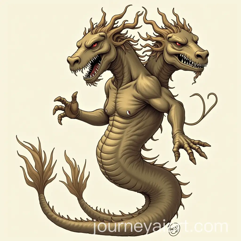Greek-Mythology-Hydra-Creature-with-Mud-Color-and-Three-Heads