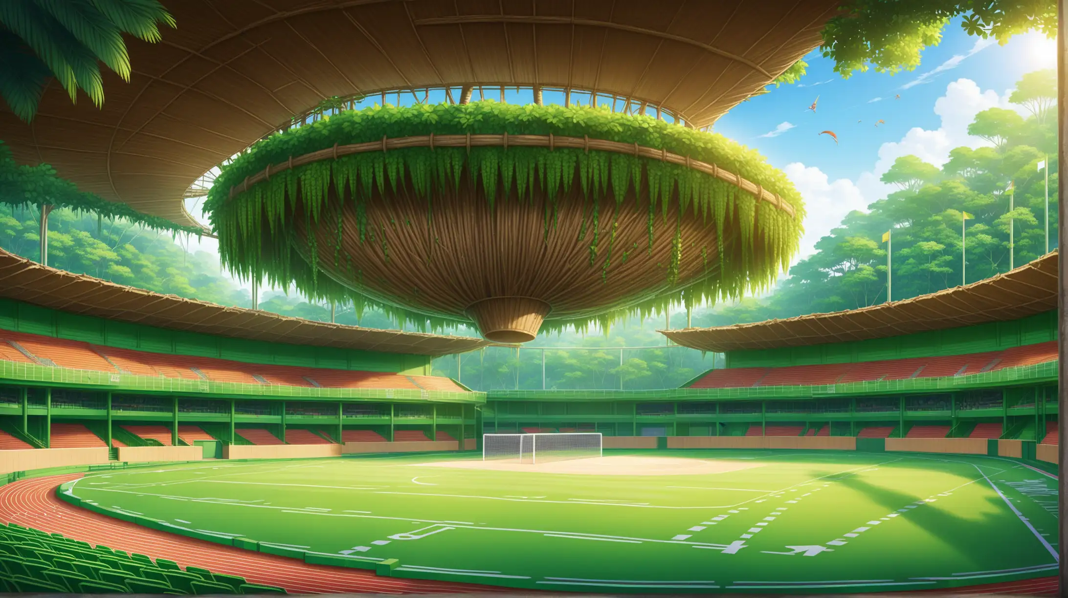 Vibrant Jungle Treehouse Sports Stadium Scene