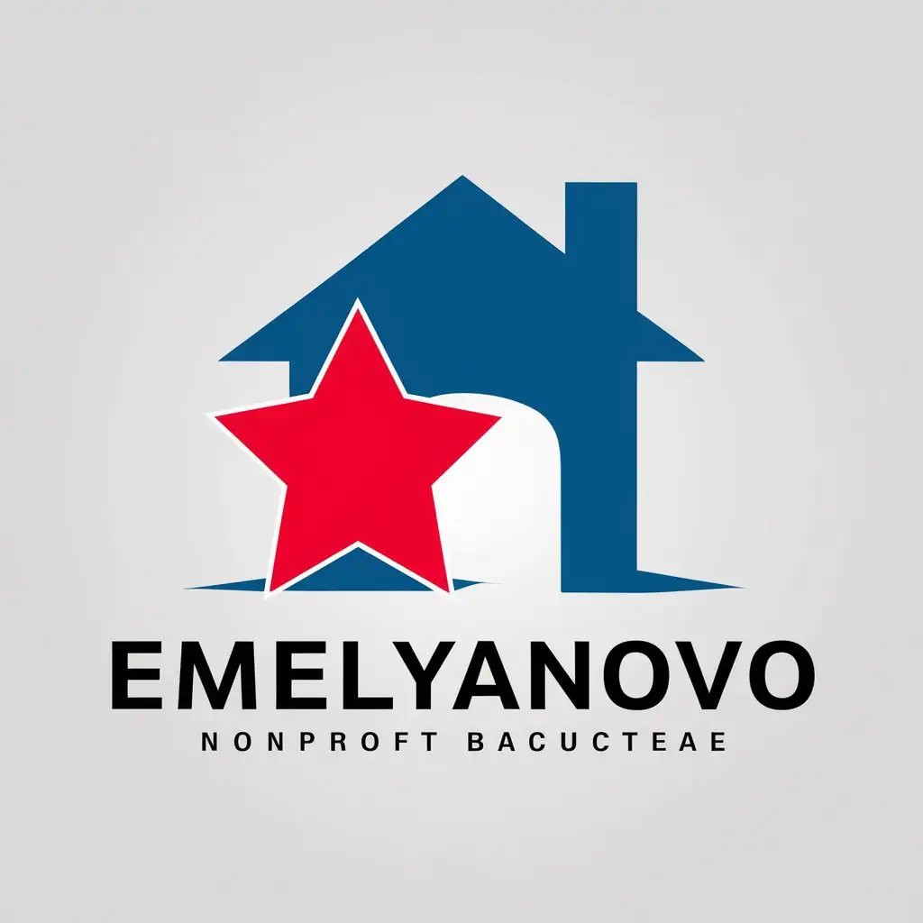 LOGO-Design-For-Emelyanovo-Blue-House-with-Open-Door-and-Red-Star-Symbol-for-Nonprofit