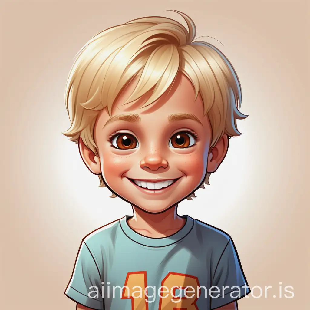 Smiling-CartoonStyle-6YearOld-Boy-with-Blond-Hair-and-Brown-Eyes