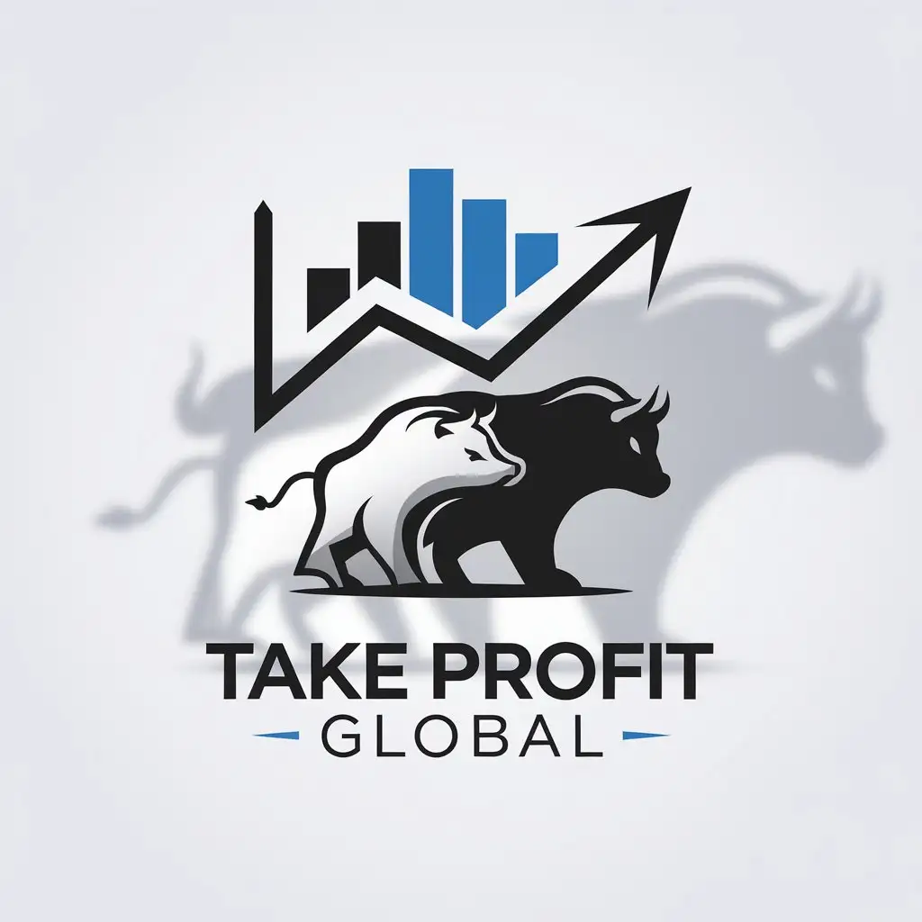 LOGO Design For Take Profit Global Modern Forex Brokerage Logo in White Black and Blue