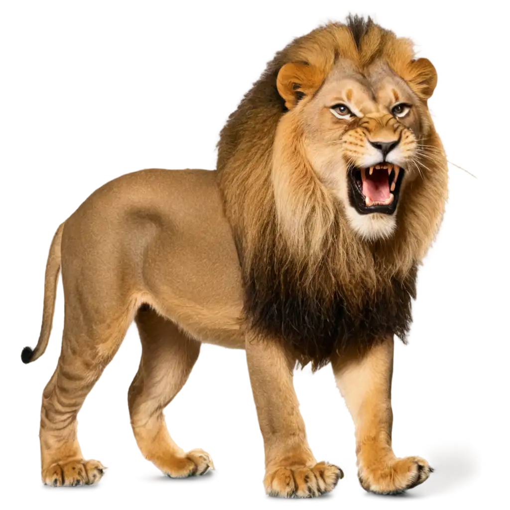 Majestic-Lion-Roaring-PNG-Captivating-Wildlife-Artwork