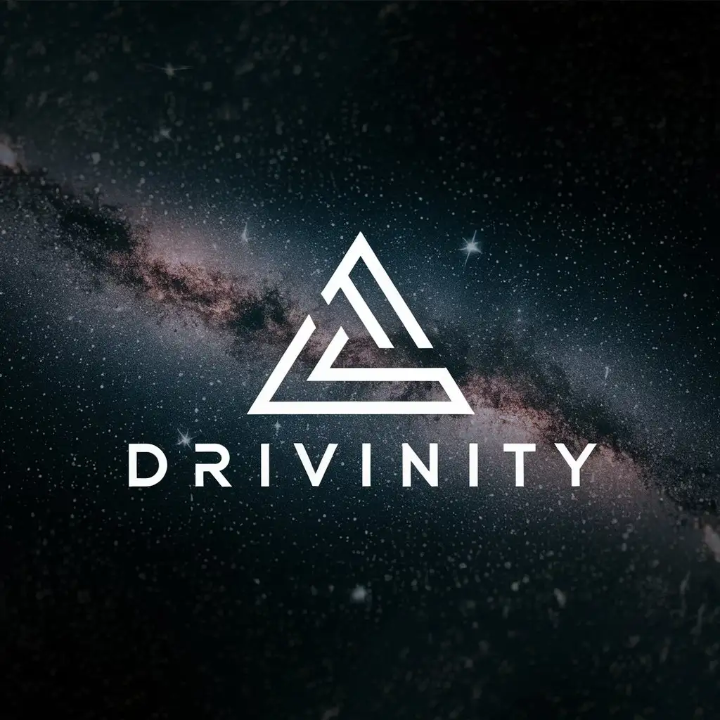 LOGO Design for Drivinity Overlaying Triangle Symbol with Dark Theme and Starry Background for Sports Fitness Industry