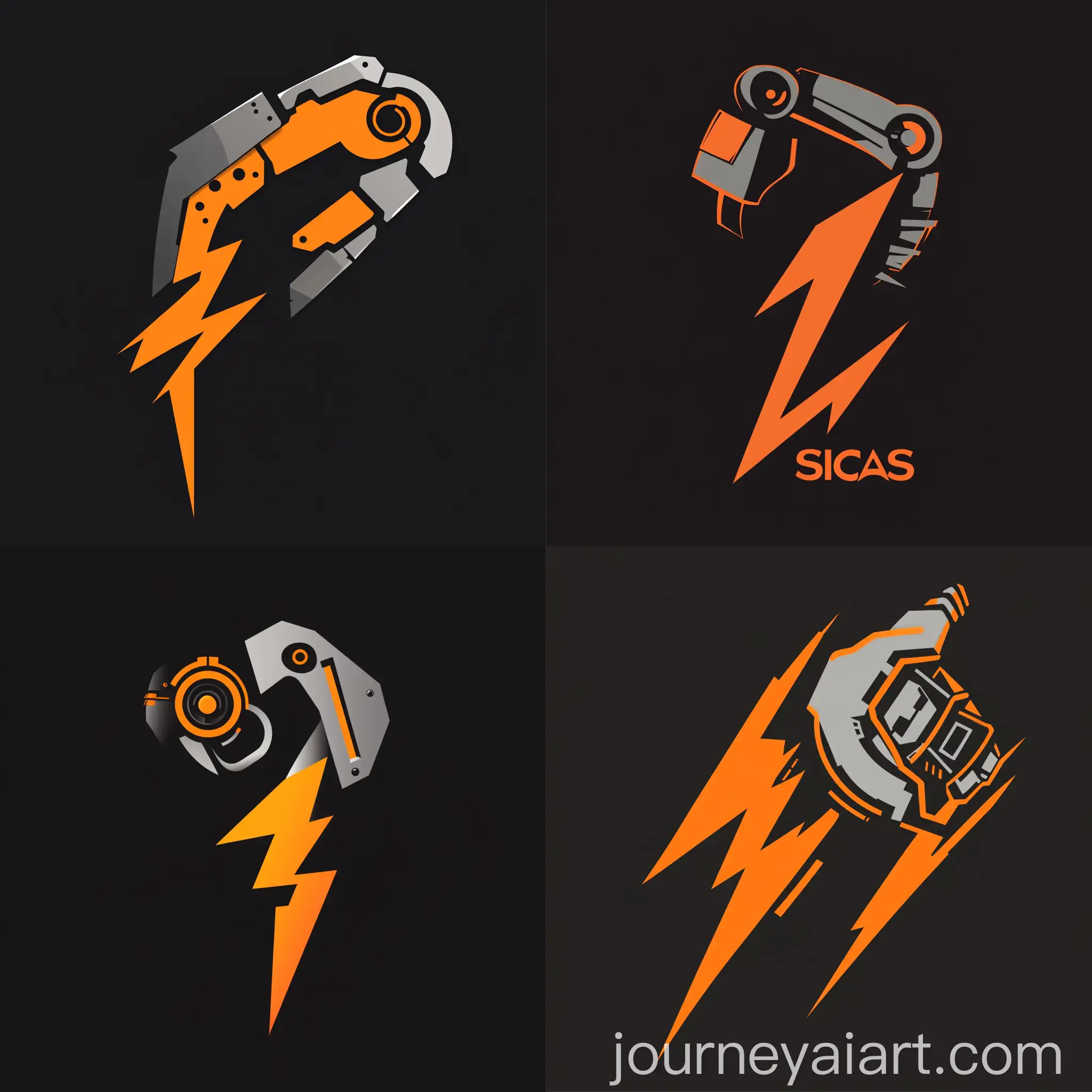 Professional-Logo-Design-with-Lightning-Bolt-and-Robotic-Arm-in-Orange-and-Gray-for-SICAS