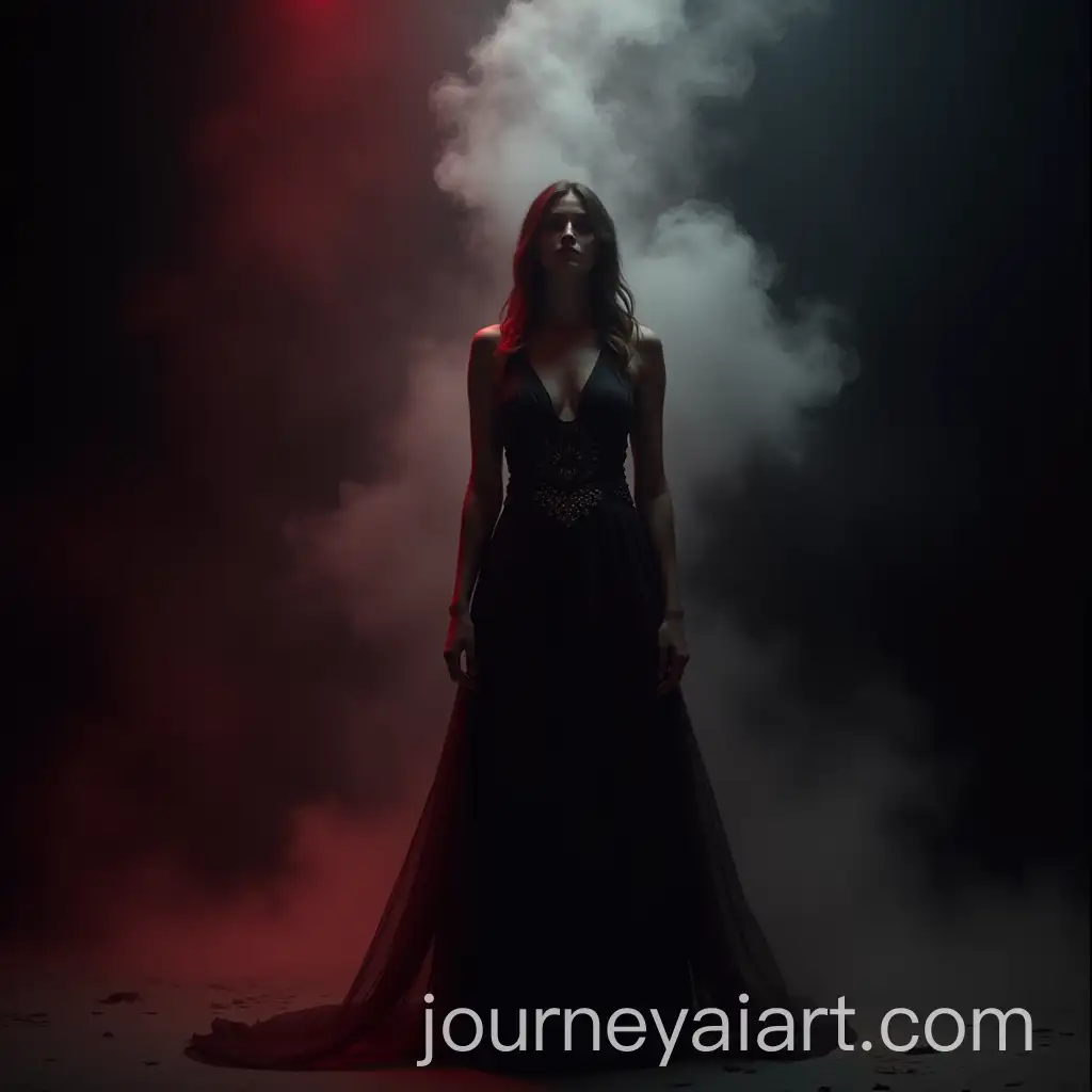Confident-Woman-in-Mystical-Enigmatic-Environment-with-Red-Glow-and-White-Smoke