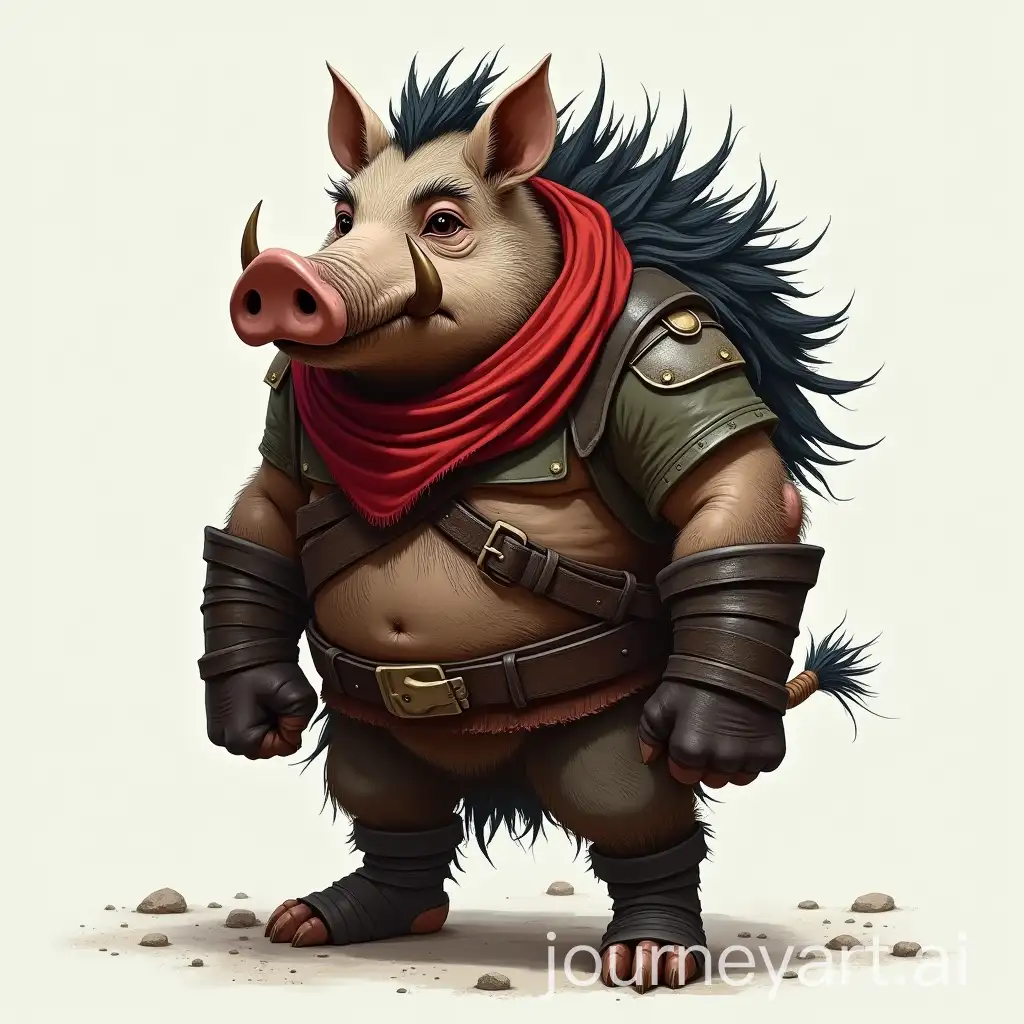 Majestic-Wild-Boar-Warrior-with-QuillBack-and-Red-Scarf