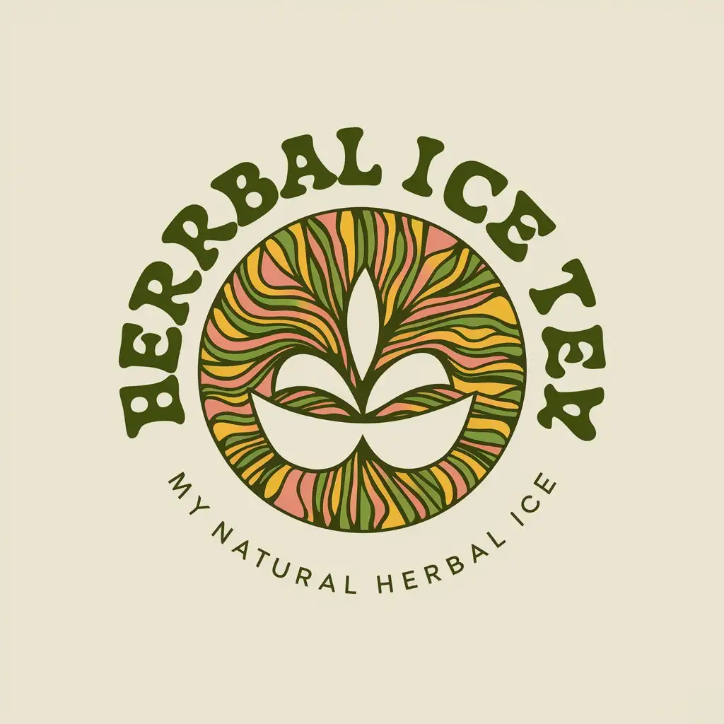 LOGO Design for Herbal Ice Tea Playful and Fun with a Hint of Hippie Psychedelic Patterns