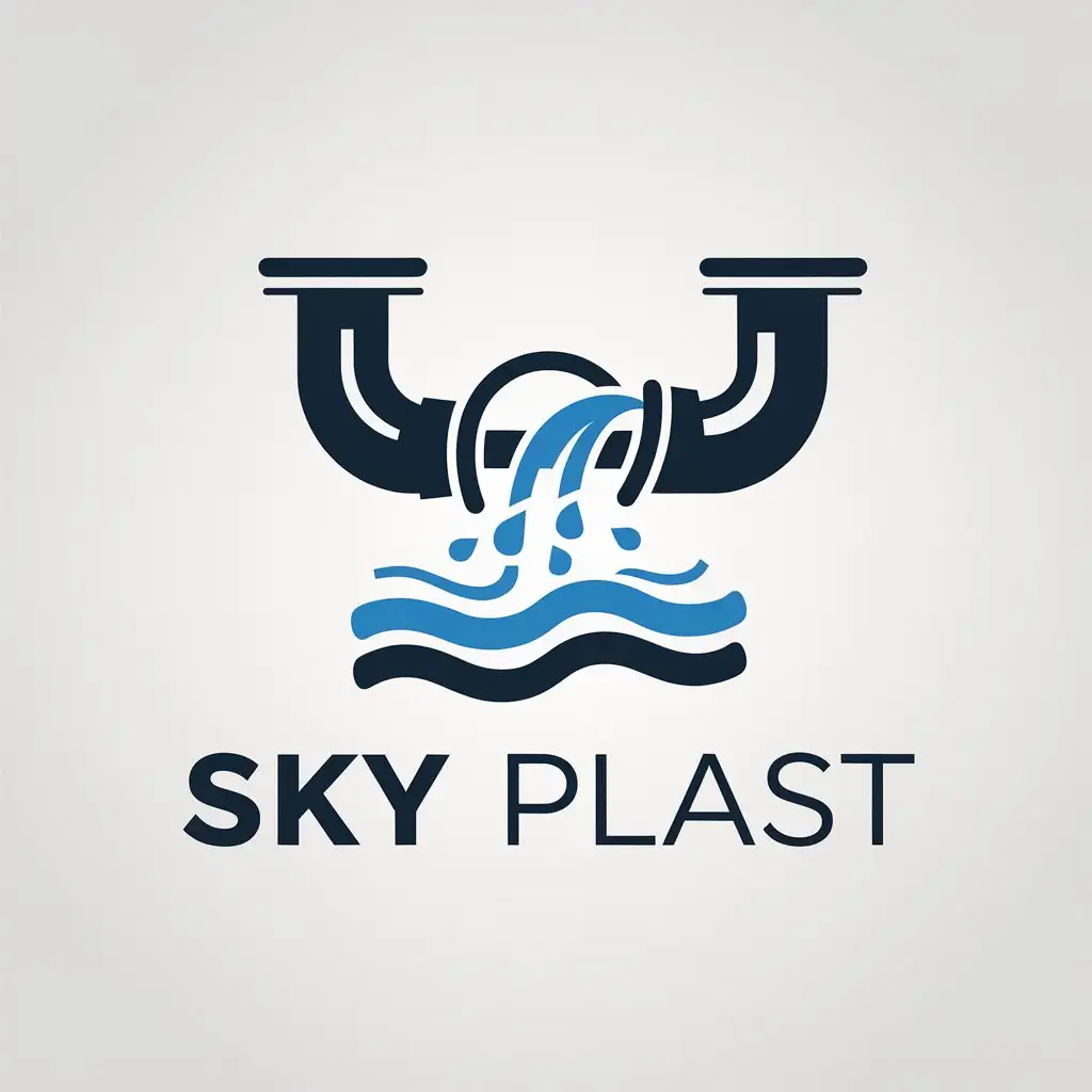 LOGO Design for Sky Plast Minimalistic Vector Logo with Water Pipe Symbol