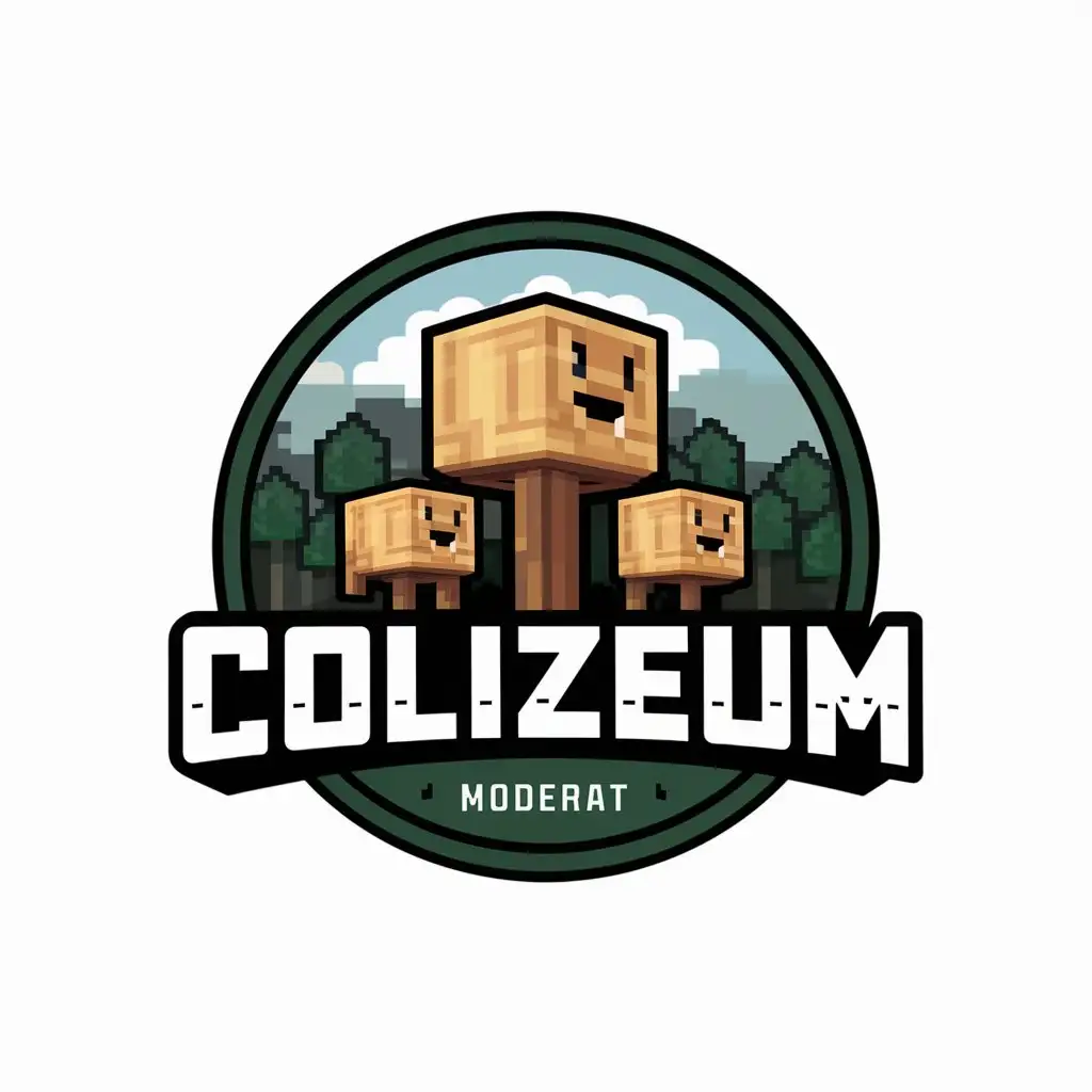 a vector logo design,with the text "Colizeum", main symbol:Minecraft,Moderate,clear background